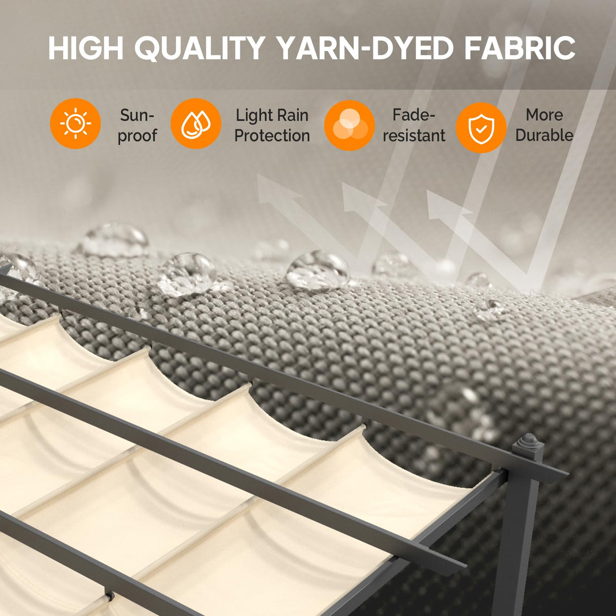 VINGLI 10’x 10' Outdoor Pergola Aluminum Retractable Pergola Canopy with Adjustable Roof, Patio Pergola for Deck, Porch, Garden, Yard (Khaki) VINGLI