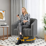 Apicizon Swivel Accent Chair Mid Century Modern Swivel Barrel Chair, 360 Degree Round Swivel Chair with Wide Upholstered, Velvet Accent Armchair Home Sofa Living Room Bedroom Office Gray Apicizon