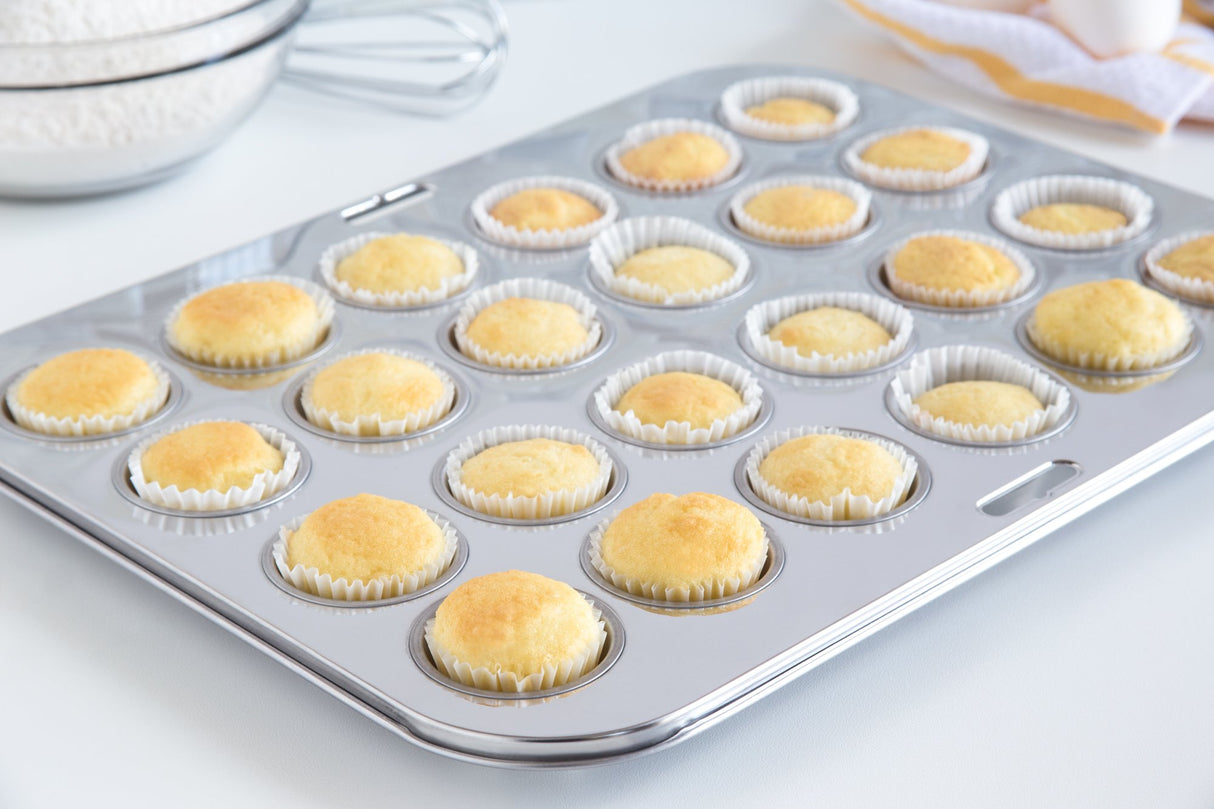 Fox Run Mini Muffin and Cupcake Pan, 10.5 x 13.75 x 1.5 inches, 24 Cup, Stainless Steel Fox Run