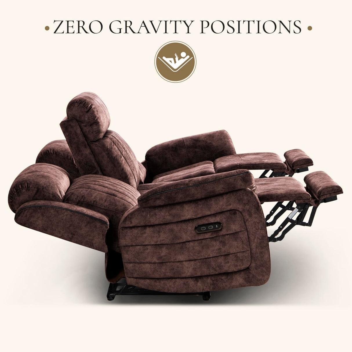 Neptane Power Reclining Sofa Set with Adjustable Headrest, Electric Reclining Sofa and Loveseat with USB/Type-C Ports, Reclining Living Room Set for Home Theater(Brown, Loveseat+Sofa) Neptane