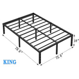 NEW JETO Metal Bed Frame,King Size Bed Frame with Storage Space,Heavy Duty Sturdy Mattress Foundation,Easy Assembly,No Box Spring Needed, Black,18 Inch,King NEW JETO