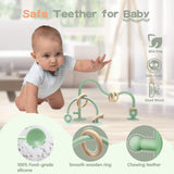 oiimllby Baby Teething Toy, High Chair Suction Cup Toys for Infant Toddlers 0-6M, Food Grade Silicone Teether, Educational Parent-Child Baby Toys, Montessori Sensory Toy for Babies 6-12Months (Green) oiimllby