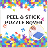 Puzzle Saver Sheets - 18 Peel & Stick, No Stress & No Mess, Clear Sticker Sheets with 6 Adhesive Hangers & 1 Scraper WISHDIAM