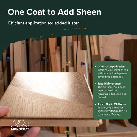 Rubio Monocoat SheenPlus 560 ft² | 0% VOC Satin Look Sheen Enhancer & Wood Finish for Interior Surfaces, Furniture, Floors, Countertops & Tables Finished with Oil Plus 2C | 350 ml Rubio Monocoat