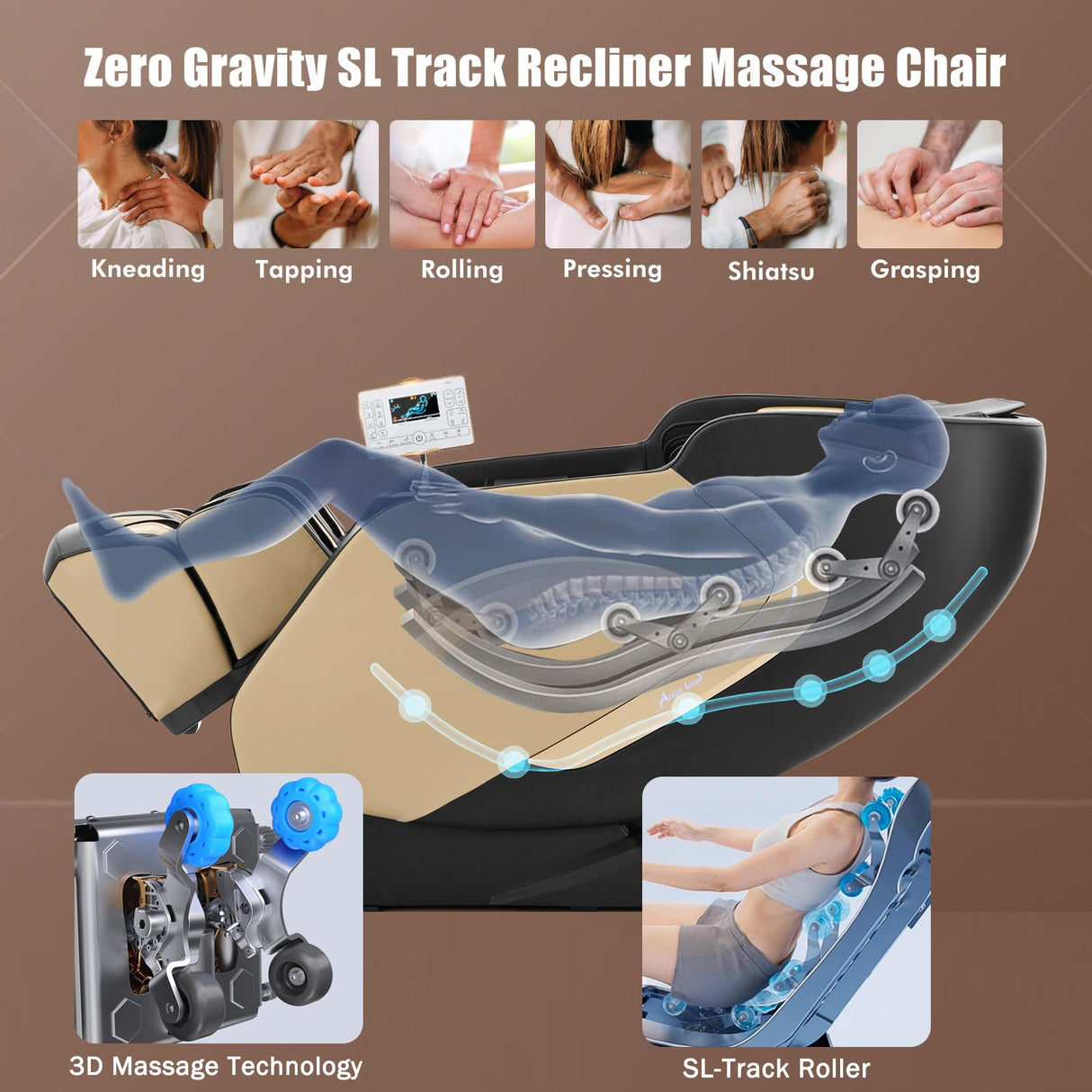 Artist hand Massage Chairs Full Body and Recliner Wider Seat, 2025 Zero Gravity Massage Chair SL-Track Shiatsu Massage Recliner, Body Scan, Heating, Calfrest Extension, Full-Body Air Compression Artist hand