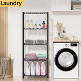 VETALLO Wire Shelving Units,5 Tier Metal Shelves,Storage Rack Small Shelf, Utility Narrow Standing Racks Unit for Kitchen,Garage, Pantry, Laundry,Bathroom,Closet Organizer (16.6" L x 11.8" W x 53" H) VETALLO