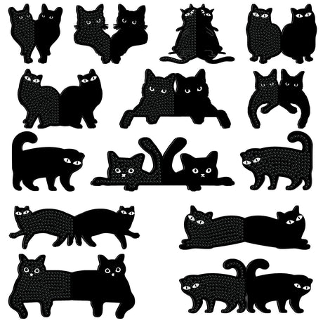 Saillong 12 Pcs Black Cat Diamond Painting Bookmark Cute Cat Diamond Art Kits for Aldults Animal Magnetic Bookmark 5D Rhinestone Magnetic Book Page Clips for Reading Lover Gifts Office Home DIY Crafts Saillong