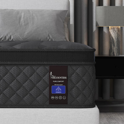 VISCOUNTESS King Hybrid Mattress, 12 Inch Euro Top Mattress Medium Firm for Back & Lumbar Support, 100 Night Trial, Individual Pocket Spring Bed for Motion Isolation & Pressure Relief