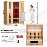 MEISSALIVVE Full Spectrum Sauna for Home,2~3 Person Indoor Infrared Sauna Room with 10 Minutes Warm-up Heate,Canadian Hemlock Wood Home Infrared Sauna with Bluetooth. and Tempered Glass MEISSALIVVE