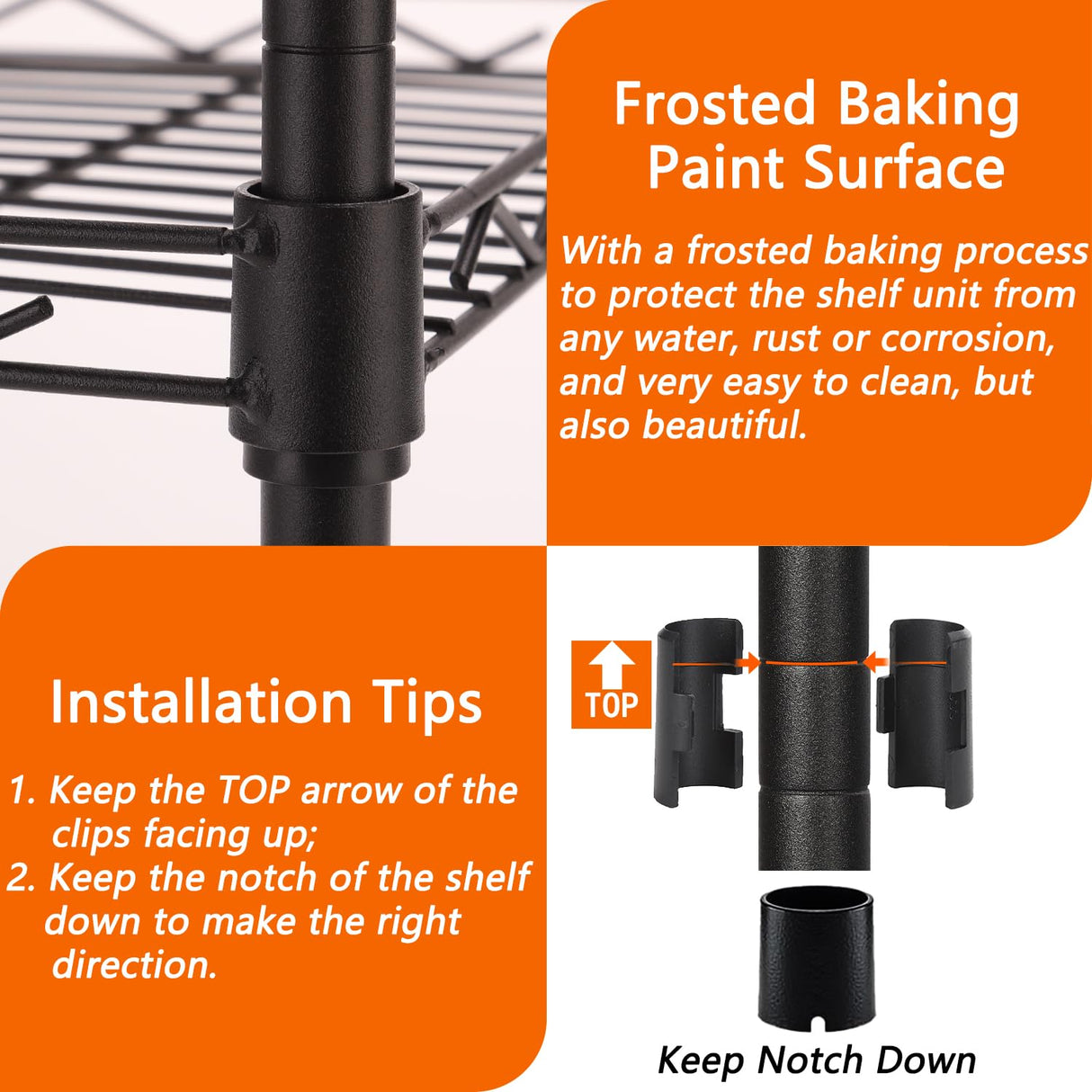 GIOTORENT 5-Wire Shelving Storage Garage Organizer, Adjustable Metal Shelf Wire Shelving Unit Rack for Laundry Bathroom Kitchen Storage, Pantry Closet Shelves, Matt Black GIOTORENT