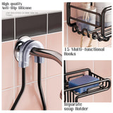 Shower Caddy Hanging Bathroom Organizer: Over Head Adjustable Rack for Tall Showerhead - Extra Large Storage Shelf for Big Shampoo Bottles with Soap Holder Skyapex