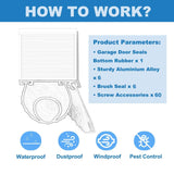 Duzzy Universal Garage Door Seals Kits, Weatherproofing Garage Door Seals Bottom Rubber with Brush and Aluminum Track Retainer Base Kit, U Shape+O Ring Heavy Duty Weatherproof Parts Kits (10 Feet) Duzzy