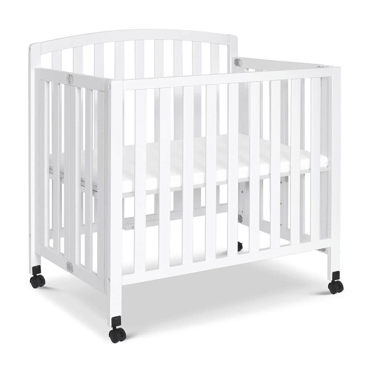 DaVinci Dylan Folding Portable 3-in-1 Convertible Mini Crib and Twin Bed in White, Greenguard Gold Certified DaVinci