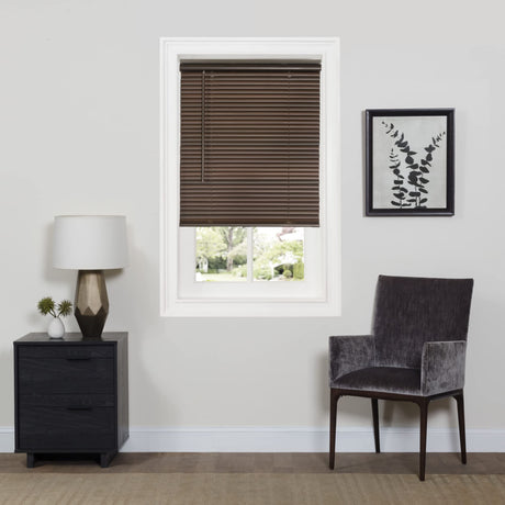 Cordless Room Darkening Mini Blind - 46 Inch Width, 64 Inch Length, 1" Slat Size - Mahogany- Cordless GII Deluxe Sundown Horizontal Windows Blinds for Interior by Achim Home Decor Achim Home Furnishings