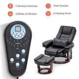 MCombo Swivel Recliner with Ottoman Chair, TV Chair Sets with Vibration Massage, for Small Space Living Room Bedroom 9096 9099 (Textile, Black) MCombo