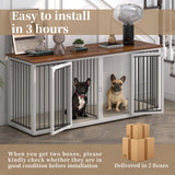 Large Dog Crate Furniture for 2 Dogs, 71.6" Pro XXL Heavy Duty Dog Kennel Furniture with Divider, Steel Frame Indoor Double Dog Crate for Large Medium Small Dogs, Warm White Neoriver
