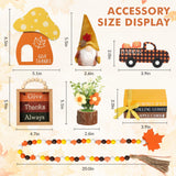 7 pcs Thanksgiving Tiered Tray Fall Decor Set, Gnome Truck Thanksgiving Wood Plaque Wooden Bead String Decorations, Fall Decorations for Home Kitchen Fireplace Farmhouse Office Fall Decoration Fiarbrty