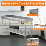 24 x 48 Inches Stainless Steel Work Table with Backsplash for Prep & Work, Folding NSF Heavy Duty Commercial Food Prep Worktable with Adjustable Undershelf for Kitchen Prep Work GaoMon