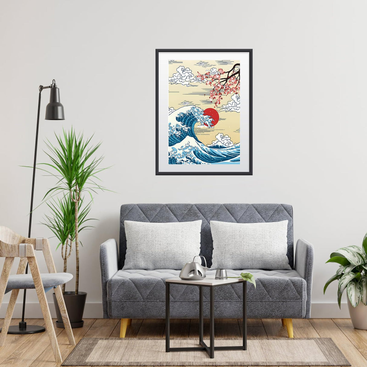 MOGTAA The Great Wave Diamond Art Kits for Adults, Japanese Cherry Blossom Tree Diamond Painting Kits for Beginners, DIY 5D Diamond Dots Kits Sunset Gem Craft for Home Art Decor 12x16 inch MOGTAA