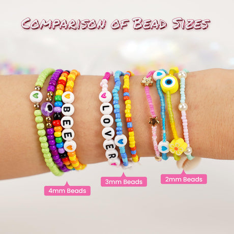 4mm Glass Seed Beads Friendship Bracelet Kit, 15500pcs 96 Colors 6/0 Small Beads for Friendship Bracelet Beads Waist Beads with String Cords Letter Beads for DIY Jewelry Making Crafts Sistenia