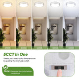 36W LED Ceiling Lights for Bedroom Kitchen, 3600lm Super Bright, Dimmable Flush Mount Light Fixtures 6500K/5000K/4000K/3000K/2700K Adjusted Modern Lamps 2PACK, 13 Inch, Nickle TOBUSA