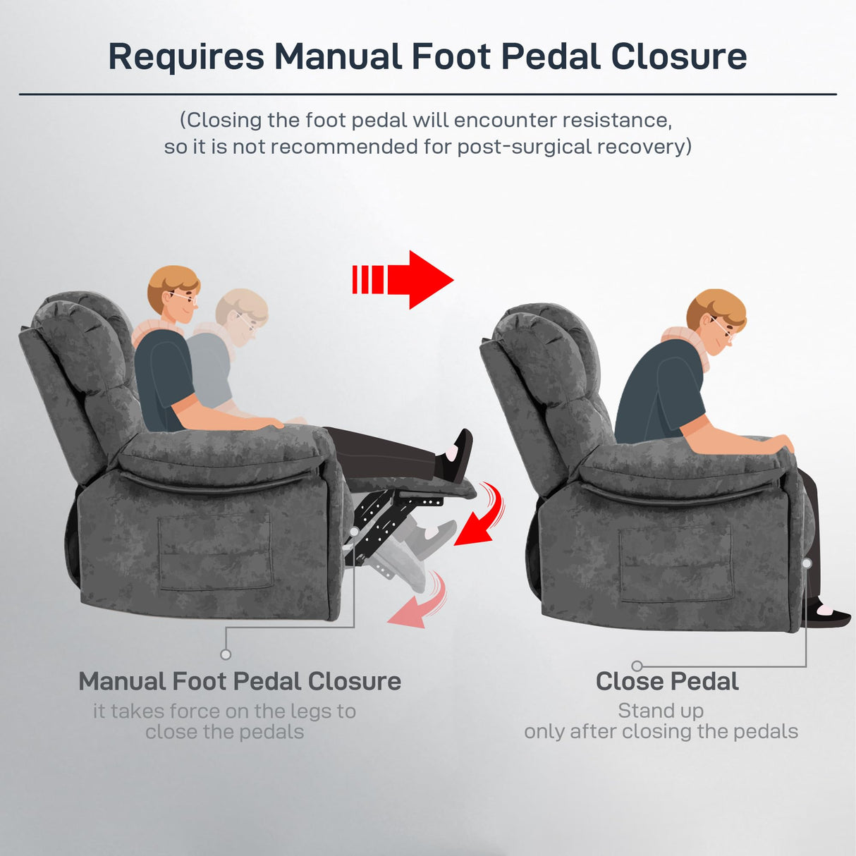 HOMYEDAMIC Recliner Chair Modern Ergonomic Lounge Single Sofa Seat Living Room Gravity Recliners Foam Filling 2 Cup Holders & Side Pocket HOMYEDAMIC