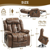 MEROUS Dual Motor Large Power Lift Recliner Chair for Elderly with Heat and Massage,Lay Flat Lift Chairs Recliners for Seniors Infinite Position,USB Ports&Remote, Leather (Ochre) MEROUS