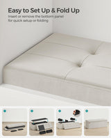 SONGMICS Storage Ottoman Bench, Foldable Ottoman Foot Rest, 15 x 43 x 15 Inches, End of Bed Bench, Storage Chest, Load up to 660 lb, for Living Room, Bedroom, Entryway, Cream White ULSF277W01 SONGMICS