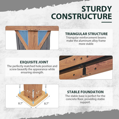 YOLENY 12' x 16' Hardtop Gazebo Metal Gazebo with Wood Grain Aluminum Frame, Galvanized Steel Double Roof, Outdoor Patio Gazebo Pergolas with Netting and Curtains for Backyard, Patio, Lawns - WoodArtSupply