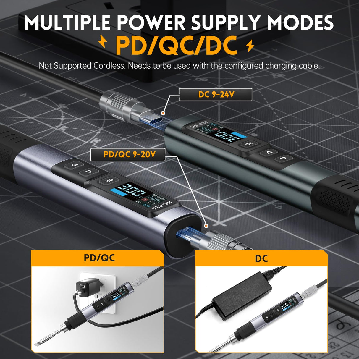 FNIRSI HS-02B 100W Portable Soldering Iron Kit, 2S Fast Heating, 212-842℉, Pre-set 3 Groups Temperature, 3 210 Soldering Tips, Smart Digital Soldering Iron Pen Tool for Electronics Precision Repair FNIRSI