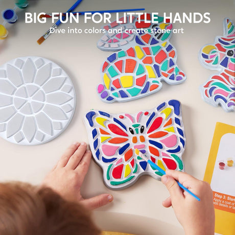 Klever Kits Stepping Stones Painting Kit for Kids - Paint 5 Garden Stones, Ceramic Garden Decor, Unicorn Craft Kits for Boys, Gifts for Boy, Girl Age 8+ Year Old - Summer Gift Klever Kits