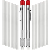 Mudder 2 Pieces Soapstone Pencil Holders Round Soapstone Marker Chalk Pencil with 12 Pieces Refills for Welding Tools and Markers Removable Markings on Metal, Aluminum, and Cast Mudder