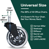 The Office Oasis Original Rollerblade Office Chair Wheels (As Seen On PBS) - Incredibly Smooth & Quiet Casters - Safe for Hardwood Floors & Carpet - Easy Installation with Universal Fit - Set of 5 The Office Oasis