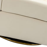 HULALA Home Swivel Accent Chair with Gold Metal Base, Contemporary Velvet Curved Swivel Barrel Chair, Upholstered Club Armchair, Leisure Single Sofa for Living Room, Nursery, Bedroom(Ivory) HULALA HOME