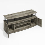 Furinno Jaya Large Entertainment Center Hold up to 55-in TV, Grey Oak/Black Furinno