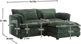 ZEIINPA L Shaped Sectional Sofa Cloud Couch for Living Room, 77" Chenille Comfy Boucle Modular loveseat Sofa, Modern Upholstery Sofa with Ottoman & Memory Foam, Emerald Green ZEIINPA