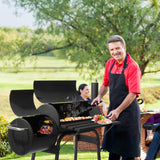 Outdoor Barrel BBQ Grill,Barrel Charcoal Grill with Offset Smoker, All Metal Outdoor Smoker with Side Table and Wheels for Outdoor Garden Patio and Backyard Cooking Shyneer