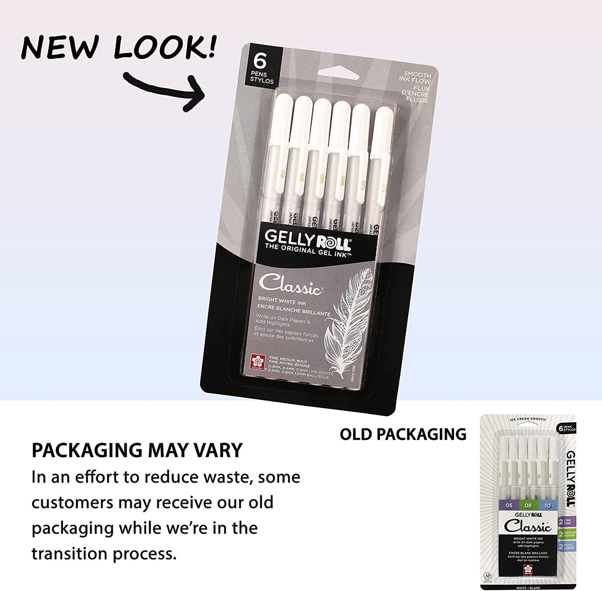 SAKURA Gelly Roll Gel Pens - Fine, Medium & Bold Tip Ink Pens for Journaling, Art, or Drawing - For Art Gifts, Holiday Gifts & DIY Projects - Classic White Ink - 05/08/10 Assorted Tip Sizes - 6 Pack SAKURA