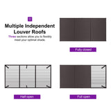 PURPLE LEAF 11' x 21' Louvered Pergola Outdoor Adjustable Louvre Shade Modern Patio Aluminum Pergola with Retractable Roof for Deck Backyard Garden Hardtop Gazebo PURPLE LEAF