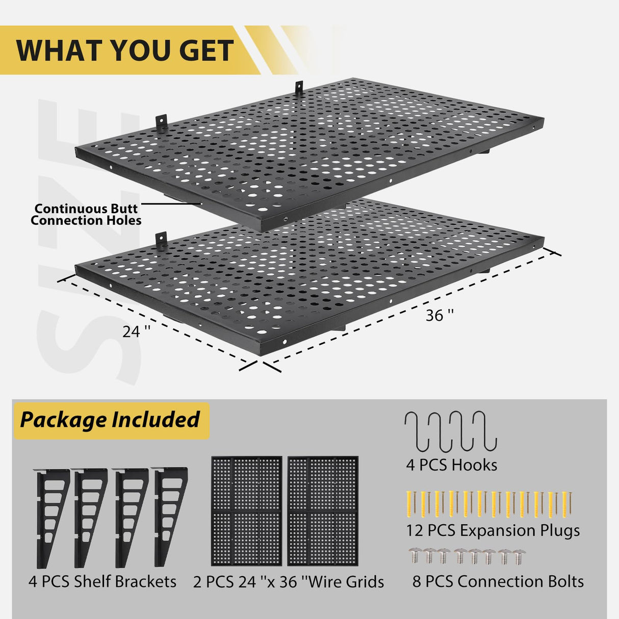 GarveeTech 2-Pack 1x6 ft Garage Wall Shelving Heavy Duty Wall Shelves Garage Storage Racks Wall Mounted Garage Shelves Floating Shelves, 600 LBS Load Capacity GarveeTech