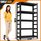 63" H Metal Garage Shelving Heavy Duty 1500LBS Adjustable Storage Shelves Unit 5 Tier garage storage shelves Utility Storage Rack Shelf for Basement, Commercial, Warehouse, Industrial, Black PRESTELION