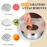 Mixing Bowls with Airtight Lids Set, 20 PCS Kitchen Gadgets Set, 6 Stainless Steel Bowls, 3 Grater Attachments, Non-Slip Silicone Bottoms, Great for Serving&Baking, Size 5, 4, 3.5, 2.1, 1.5, 1.1QT ENVTEK