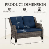 Audumas Outdoor Patio Loveseat, All-Weather 2-Seater Wicker Loveseat with Cushions, Outdoor Patio Love Seat Sofa for Garden, Balcony and Deck Audumas