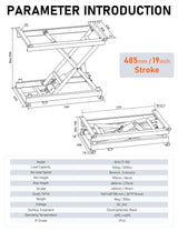 DIHOOL Electric Scissor Lift Table 350LB Load, 195-680MM Height Adjustable Electric Lifting Platform DIHOOL