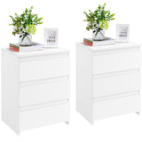 Yaheetech Wood Nightstands Set of 2, Bedside Tables with 3 Drawers, Solid Cabinet Units Telephone Tables with Storage Space for Bedroom/Small Space, White Yaheetech