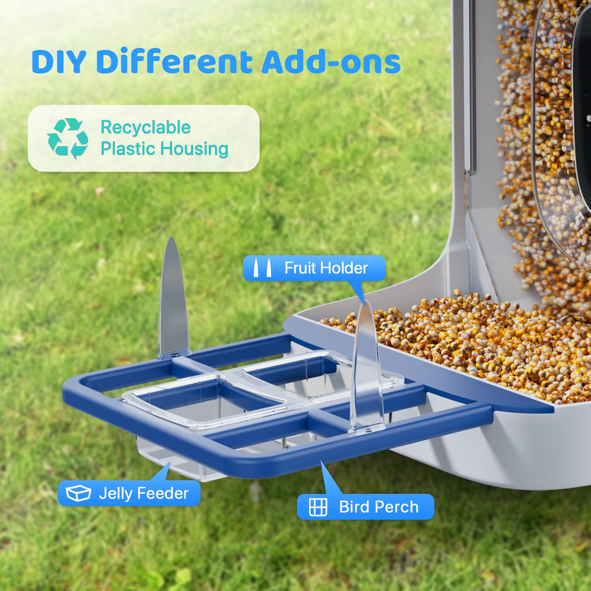 Solareye Bird Feeder with Camera, 2K HD Color Night View, AI Bird Identification, Auto Capture,Motion Detection Alerts, Smart Bird Feeder for Outdoors, Present for Bird Lover(Solar Panel Included) Solareye