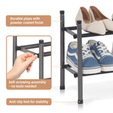 STORAGE MANIAC Expandable Shoe Rack, 8 Pairs Stackable Small Shoe Rack, Metal Adjustable Shoes Organizer for Closet, Entryway, Hallway, Garage, Front Door, Shoes Shelves, Black 2 Tier STORAGE MANIAC