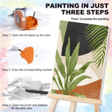 4 Pack Framed Paint by Numbers Kit for Adults Beginner with Wooden Easel, Green Plant Paint by Number Kits with Frame, DIY Acrylic Simple Painting by Numbers for Home Wall Decor Gift 8x12 inch Yezavesu