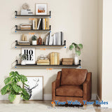 Harwaya 24 Inch Floating Shelves for Wall Set of 3, Wall Mounted Bookshelf, 8 Inches Deep Hanging Book Shelves for Living Room Bedroom Office Decor Closet Storage (Black) Harwaya