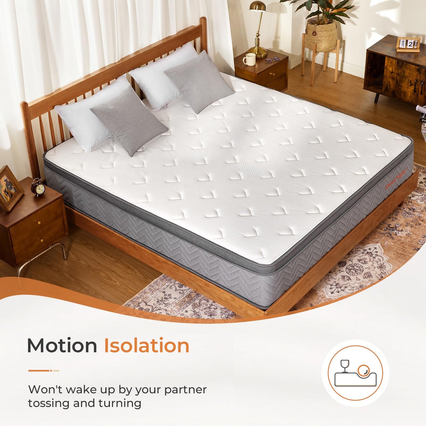 Sweetnight California King Mattress,10 Inch Hybrid Mattress with Individual Pocketed Coils for Pressure Relief & Motion Isolation, Nimbus